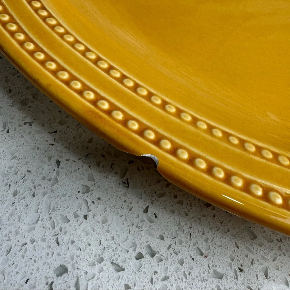 Artimino TOWN AND COUNTRY YELLOW Ironstone Embossed Dot Square Platter